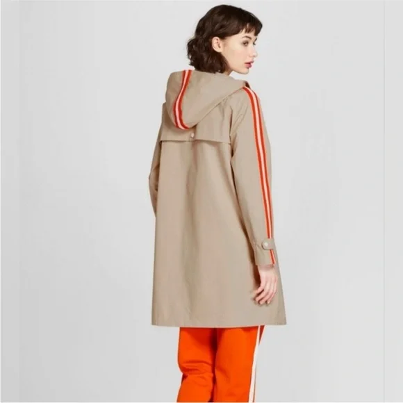 NWT RARE Hunter for Target Raincoat Trench Coat - khaki with orange trim - small - Picture 2 of 7